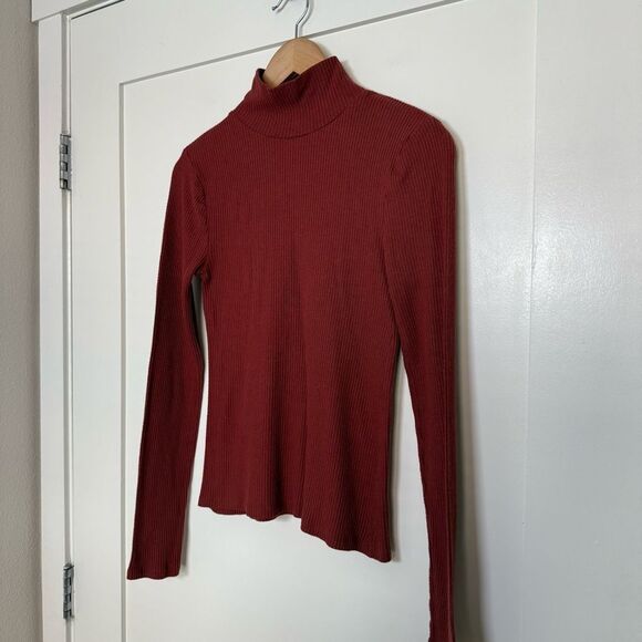 Faherty Top Womens Sz S Rust Red Legend Rib Rosco Turtleneck Long Sleeve - Picture 2 of 12